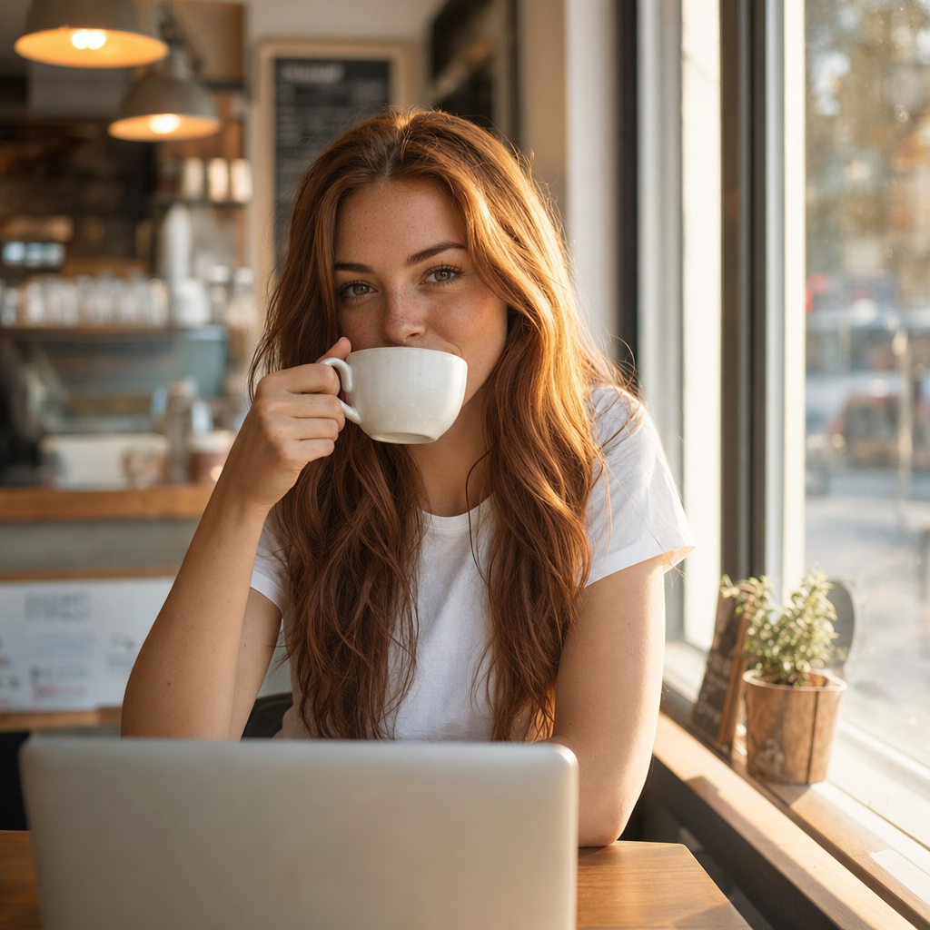 Cafe with laptop